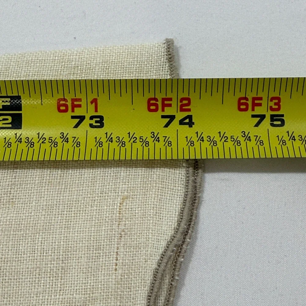 Vintage Linen Tablecloth Scalloped Edge Oatmeal Rectangular 56x74 Taupe Trim